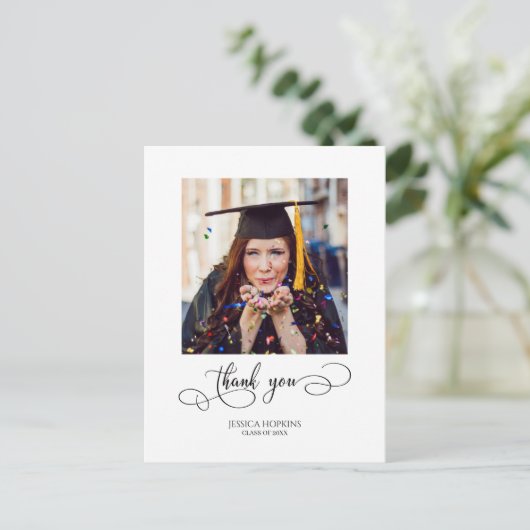 Moderne Afstuderen van het Manuscript Foto Dank u Briefkaart (Staand voorkant)