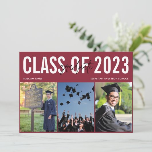 Moderne Afstuderen voor middelbaar fotocollage Aankondiging (Staand voorkant)