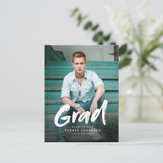 Moderne Afstuderen voor penseelscript Briefkaart (Staand voorkant)