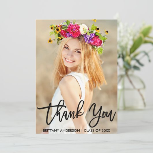 Moderne Afstuderen voor penseelscript - Hartelijk  Bedankkaart (Staand voorkant)