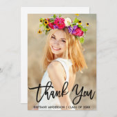 Moderne Afstuderen voor penseelscript - Hartelijk  Bedankkaart (Voorkant / Achterkant)