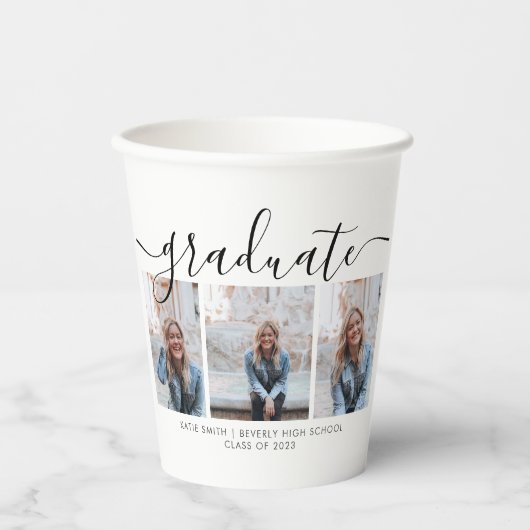 Moderne Afstuderen voor Script Calligraphy 3 Foto Papieren Bekers (Voorkant)