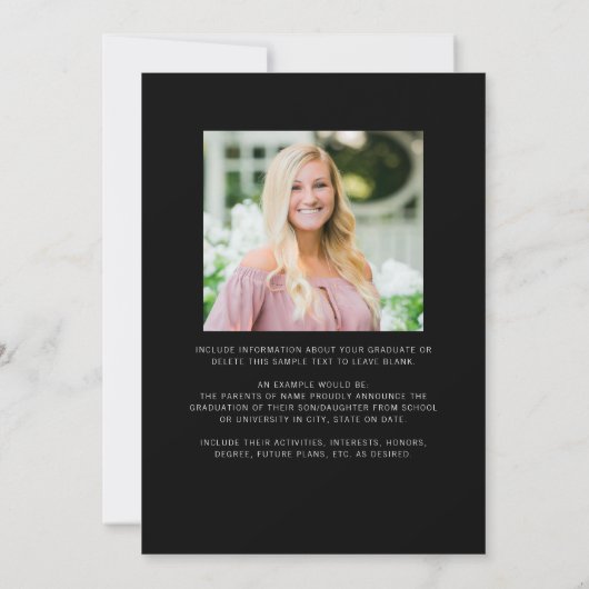 Moderne Afstuderen zwart wit 5 Foto Aankondiging (Achterkant)