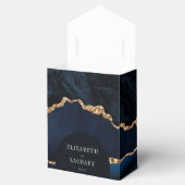 Moderne Agaat Geode Boog Navyblauw Goud Bedankdoosjes (Geopend)