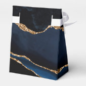 Moderne Agaat Geode Boog Navyblauw Goud Bedankdoosjes (Achterkant)
