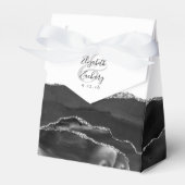 Moderne Agaat Geode Zwart Zilver Bedankdoosjes (Voorkant Zijde)