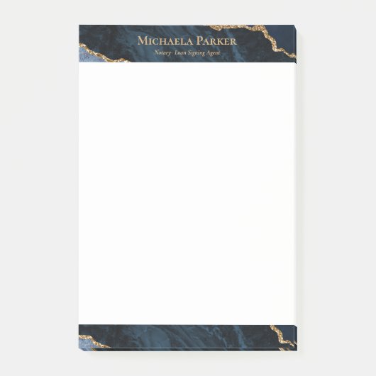 Moderne Agaat Navy Blauwe Gouden Geode Zakelijk Post-it® Notes (Voorkant)