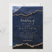 Moderne Agate Blauwe Trouw  Kaart (Voorkant)