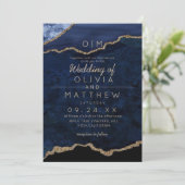 Moderne Agate Blauwe Trouw  Kaart (Staand voorkant)