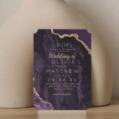 Moderne Agate Paarse Gouden Trouw Elegante Monogra Kaart