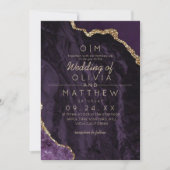Moderne Agate Paarse Gouden Trouw Elegante Monogra Kaart (Voorkant)