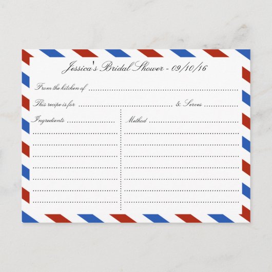 Moderne Airmail Vrijgezellenfeest Recept Kaarten (Achterkant)