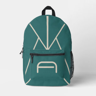 Moderne Alexandriet Teal Geometrische Monogram Bedrukte Rugzak