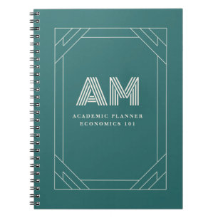 Moderne Alexandriet Teal Geometrische Monogram Notitieboek