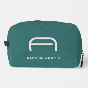 Moderne Alexandriet Teal Geometrische Monogram Toilettasje