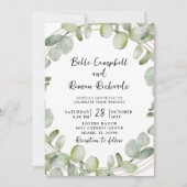 Moderne All-in-One Eucalyptus Green Gold Wedding Kaart (Voorkant)