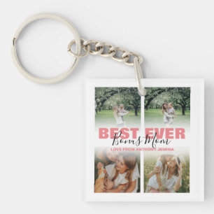 Moderne Allerbeste Bonus Moeder Foto Collage Sleutelhanger