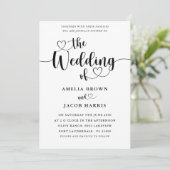 Moderne alles-in-één zwart-wit bruiloft kaart (Staand voorkant)