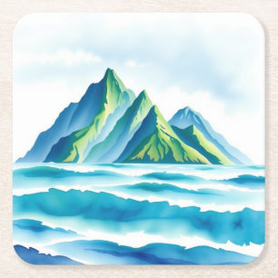 Moderne Alpen Aquarel Onderzetters