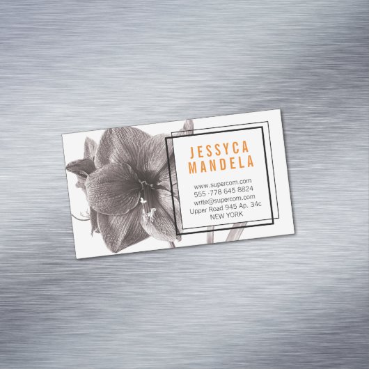 Moderne Amaryllis Fleur Orange Carte de visite Mag (In Situ)