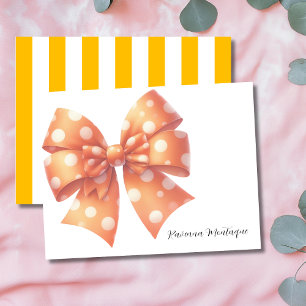 Moderne Amber Elegante Grote Strik Bedankkaart Notitiekaartje