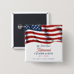 Moderne Amerikaanse vlag 4 juli Legerpensioen Vierkante Button 5,1 Cm