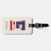 Moderne Amerikaanse vlag monogram E Bagagelabel (Voorkant horizontaal)