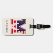 Moderne Amerikaanse vlag monogram M Bagagelabel (Voorkant horizontaal)