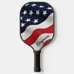 Moderne Amerikaanse vlag Persoonlijke naam Patriot Pickleball Paddle