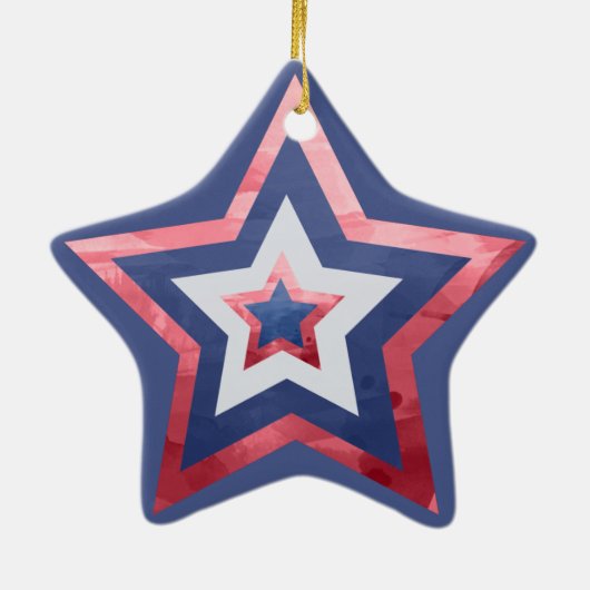 Moderne Amerikaanse vlag: rood wit blauw Keramisch Ornament (Achterkant)