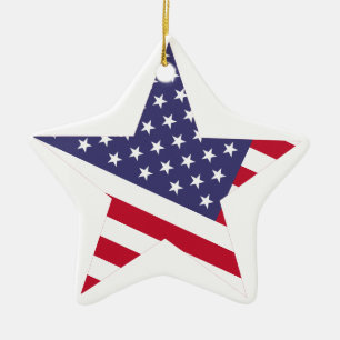 Moderne Amerikaanse vlag: rood wit blauw Keramisch Ornament