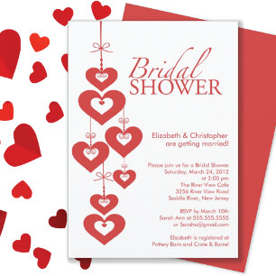 Moderne Amour Coeurs Nuptiale Douche Invitation