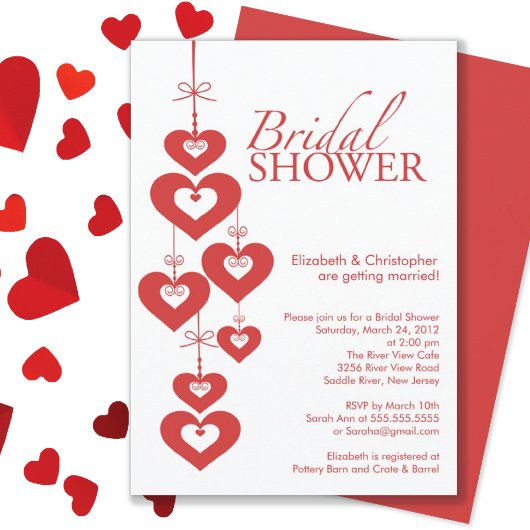 Moderne Amour Coeurs Nuptiale Douche Invitation