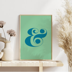 Moderne Ampersand Art, Blauw en Mint kleurenpalet Poster
