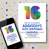 Moderne Amusement 16e anniversaire Invitation