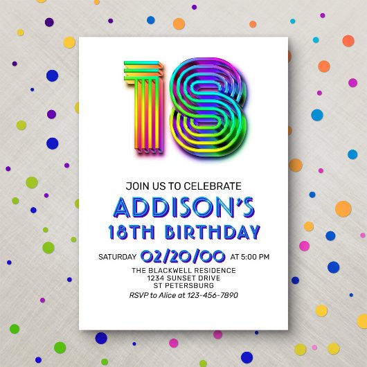 Moderne Amusement 18e anniversaire Invitation