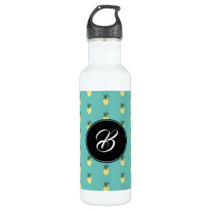 Moderne ananas Illustratie Circular Monogram Waterfles