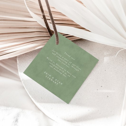 Moderne Anemones & Dusty Green Eucalyptus Wedding Bedankjes Labels