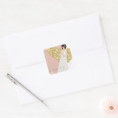 Moderne Angel Gold Sparkly Wings Typografie Vrede Vierkante Sticker (Envelop)