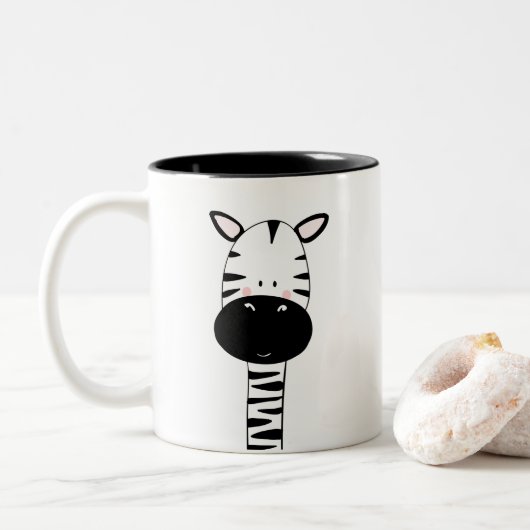 Moderne animal noir et blanc de tasse mignonne de (Avec donut)
