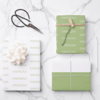 Moderne appelgroen en wit Kwanzaa Inpakpapier Vel