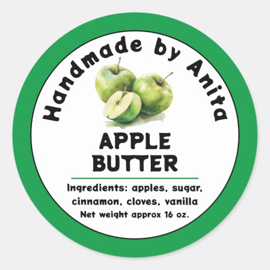 Moderne Apple Butter Jelly of Jam Jar Label (Voorkant)