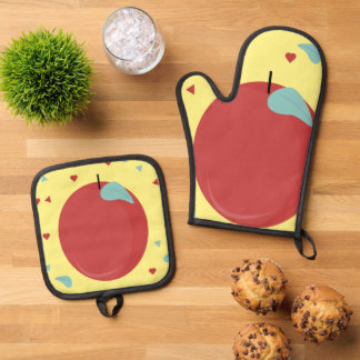 Moderne Apple Fruit Keuken Ovenwant & Pannenlap Set