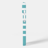 Moderne Aqua Blauwe en Witte Streep met Monogram Case-Mate iPhone Case (Achterkant / Links)