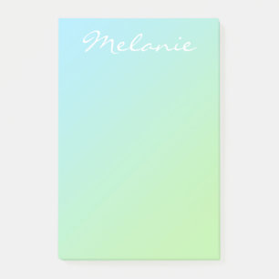 Moderne Aqua Blauwe Groene Ombre Script Post-it® Notes