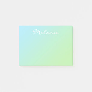 Moderne Aqua Blauwe Groene Ombre Script Post-it® Notes