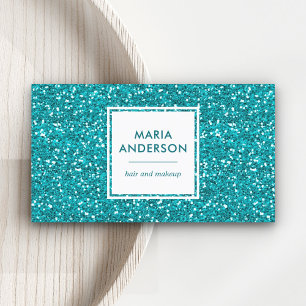 Moderne Aqua Blauwe Pailletten Glitter Make-up Art Visitekaartje