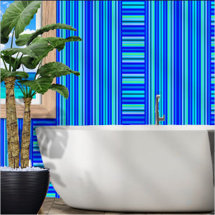 Moderne Aqua Blauwe Streep Behang