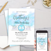 Moderne Aqua Blue 16e Toute invitation d'anniversa