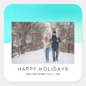 Moderne Aqua Blue foto Vierkante Sticker (Voorkant)